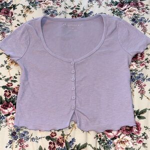 Aeropostale Light Purple Buttoned Crop Top